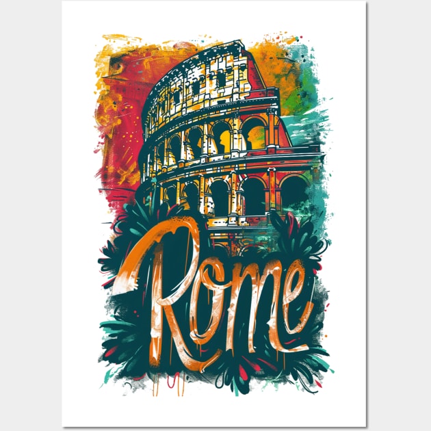 Rome Retro Italy poster Wall Art by GreenMary Design